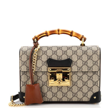 Gucci Padlock Bamboo Shoulder Bag GG Coated Canvas Small