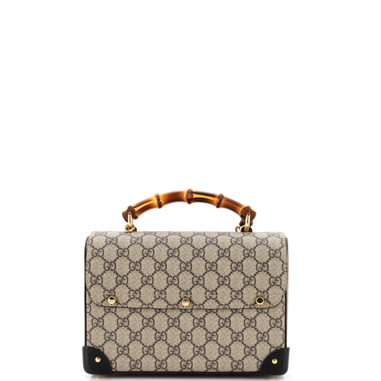 Gucci Padlock Bamboo Shoulder Bag GG Coated Canvas Small Brown 2635781