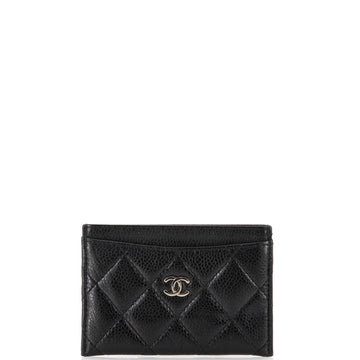 Chanel Textured CC Card Holder Quilted Caviar