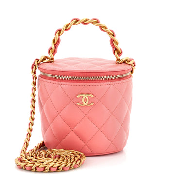 Chanel Woven Chain Top Handle Vanity Bucket Bag Quilted Lambskin