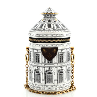 Louis Vuitton Cannes Vase Handbag Limited Edition Fornasetti Architettura Print Leather and Monogram Canvas