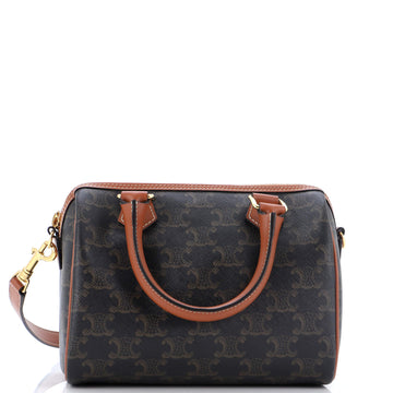 Celine Boston Bag Triomphe Coated Canvas Small