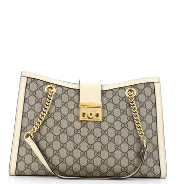 Gucci Padlock Chain Tote GG Coated Canvas Medium