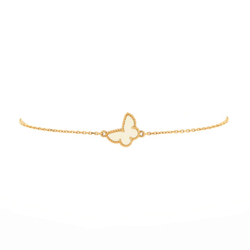 Van Cleef & Arpels Sweet Alhambra Butterfly Bracelet 18K Yellow Gold and Mother of Pearl