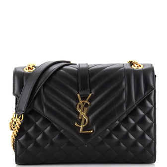 Saint Laurent Classic Monogram Envelope Satchel Mixed Matelasse Leather Medium