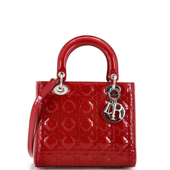 Christian Dior Lady Dior Bag Cannage Quilt Patent Medium
