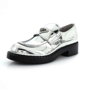 Prada Women's Triangle Logo Loafers Spazzolato Leather