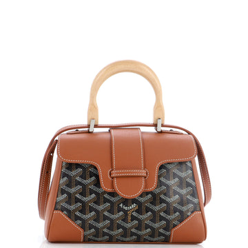 Goyard Saigon Top Handle Bag Coated Canvas with Leather Mini