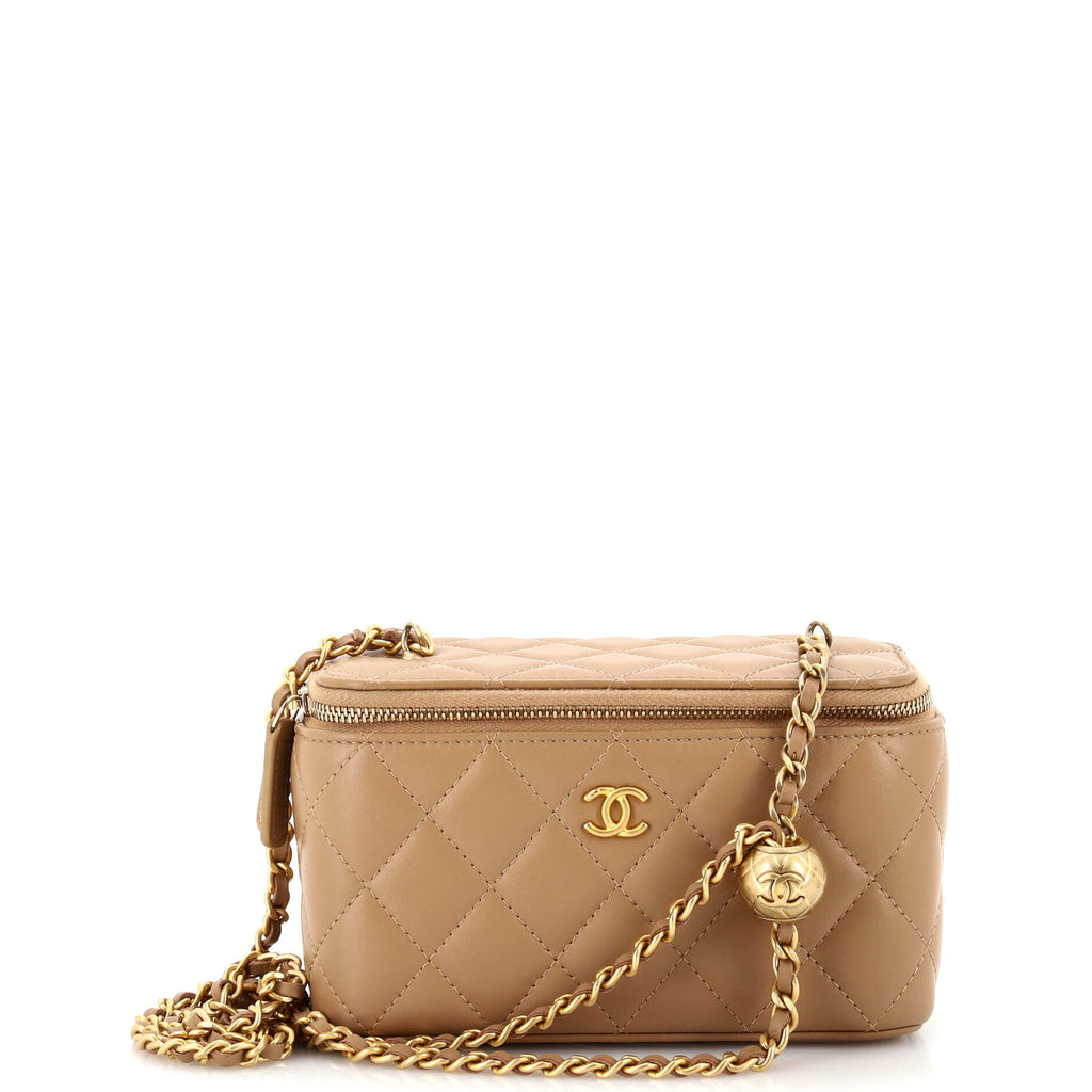 Chanel Pearl Crush Vanity Case with Chain Quilted Lambskin Small