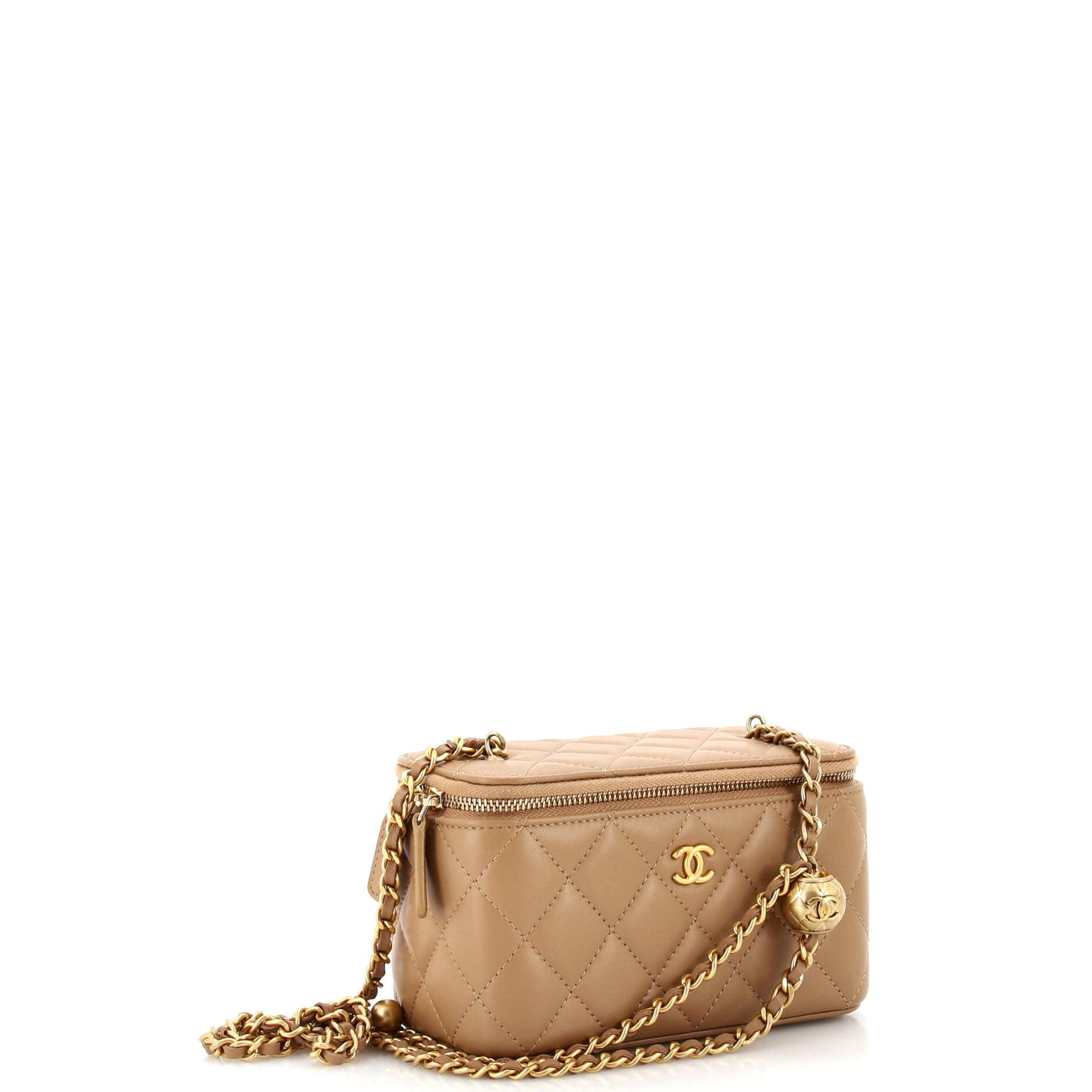 Chanel Pearl Crush Vanity Case with Chain Quilted Lambskin Small