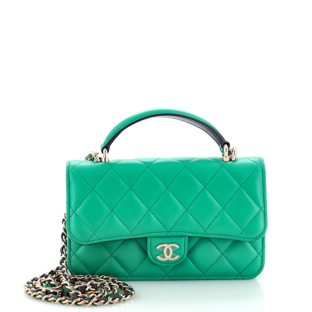 Chanel Classic Top Handle Flap Phone Holder with Chain Quilted