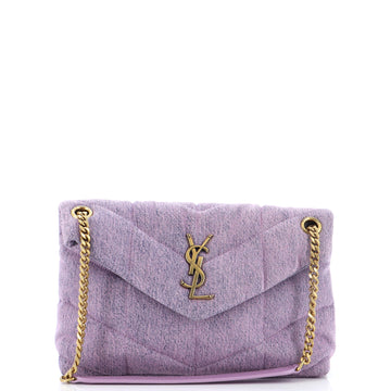 Saint Laurent Loulou Puffer Shoulder Bag Quilted Vintage Denim Small