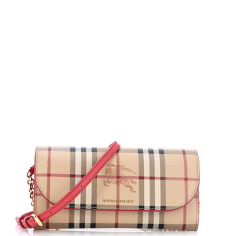 Burberry Henley Wallet on Chain Haymarket Coated Canvas