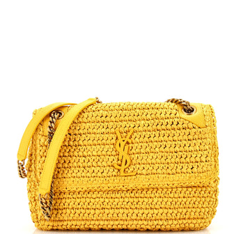 Saint Laurent Niki Chain Flap Bag Raffia Medium