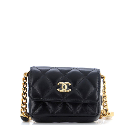 Chanel CC Flap Resin Pearl Chain Belt Bag Quilted Lambskin Mini 263994