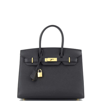 Hermes Birkin Sellier Bag Black Epsom with Gold Hardware 30