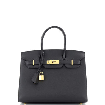 Hermes Birkin Sellier Bag Black Epsom with Gold Hardware 30