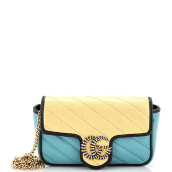 Gucci GG Marmont Flap Bag Diagonal Quilted Leather Super Mini