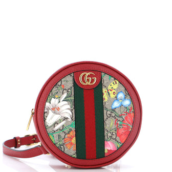 Gucci Ophidia Round Backpack Flora GG Coated Canvas Mini