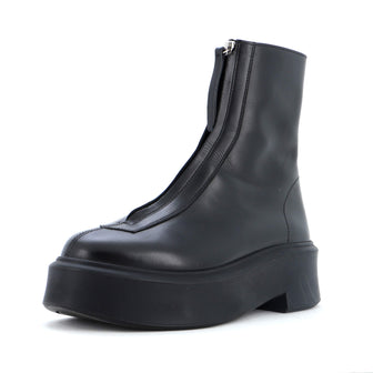 The Row Women's Front Zip Combat Boots Leather