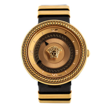 Versace V-Metal Icon Quartz Watch Stainless Steel and Leather 40