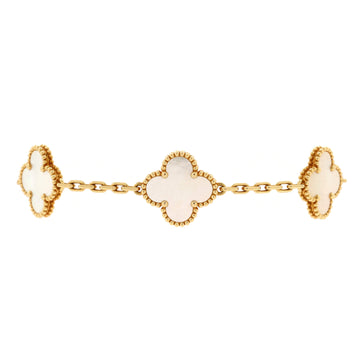 Van Cleef & Arpels Vintage Alhambra 5 Motifs Bracelet 18K Yellow Gold and Mother of Pearl