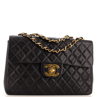 Chanel Vintage Classic Single Flap Bag Quilted Lambskin Maxi