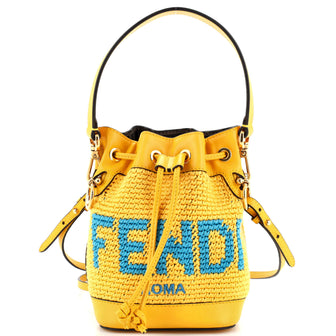 Fendi Mon Tresor Bucket Bag Crochet and Leather Mini
