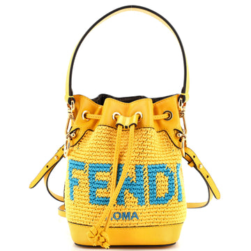 Fendi Mon Tresor Bucket Bag Crochet and Leather Mini