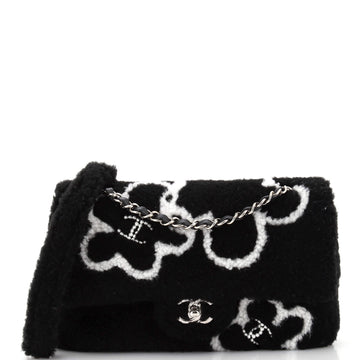 Chanel Classic Single Flap Bag Pearl Embellished Shearling Jumbo