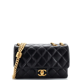 Chanel All Slide Long Flap Bag Quilted Lambskin Small