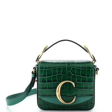 Chloe C Flap Bag Crocodile Embossed Leather Mini