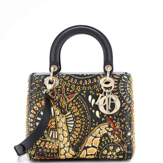 Christian Dior Animals Lady Dior Bag Embroidered and Beaded Leather Medium