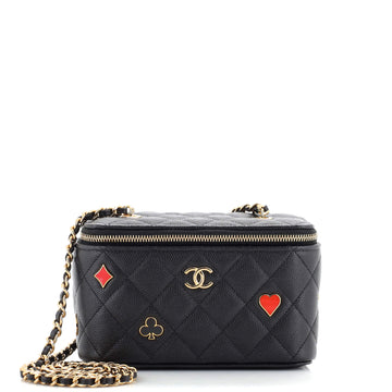 Chanel Coco Casino Vanity Case with Chain Quilted Caviar Small