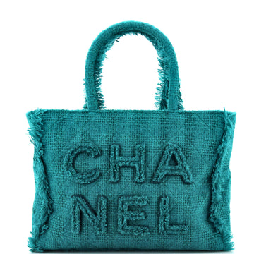 Chanel Giant Logo Shopping Bag Quilted Tweed Medium
