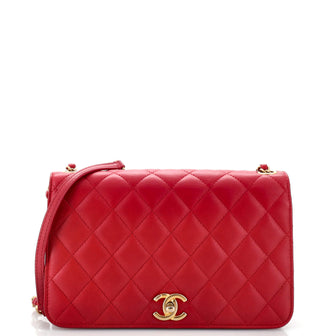 Chanel CC Side Chain Full Flap Bag Quilted Calfskin Medium