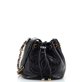 Chanel CC Drawstring Bucket Bag Quilted Shiny Aged Calfskin Mini