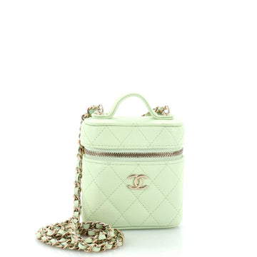 Chanel Handle with Care Vanity Case with Chain Quilted Caviar