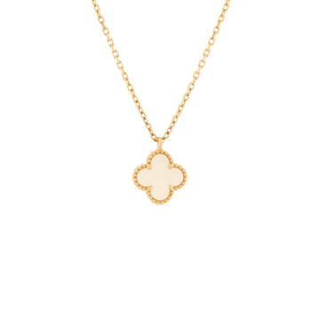 Van Cleef & Arpels Sweet Alhambra Pendant Necklace 18K Yellow Gold and Mother of Pearl