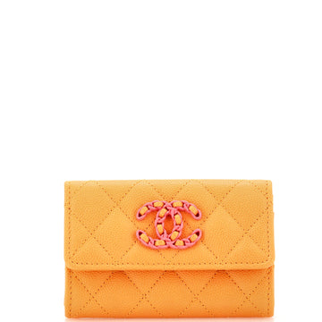 Chanel 19 Flap Card Case Quilted Leather