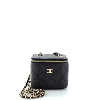 Chanel Classic Vanity Case with Chain Quilted Caviar Mini