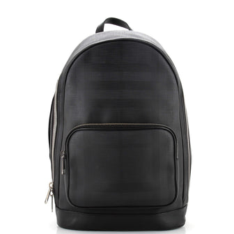 Burberry Front Pocket Backpack London Check Coated Canvas with Leather Medium