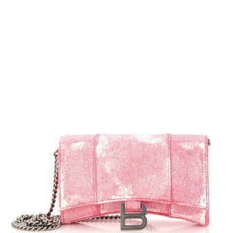 Balenciaga Hourglass Chain Wallet Denim Printed Leather