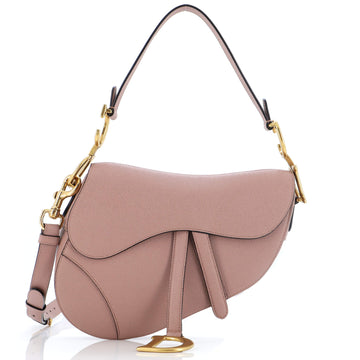 Christian Dior Saddle Handbag with Strap Leather Medium