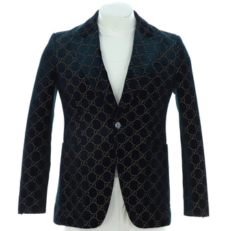 Gucci Men's Button Up Blazer GG Velvet