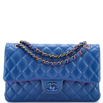 Chanel Classic Double Flap Bag Quilted Lambskin with Rainbow Hardware Medium
