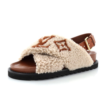 Louis Vuitton Women's Paseo Comfort Slide Slingback Sandals Shearling with Leather