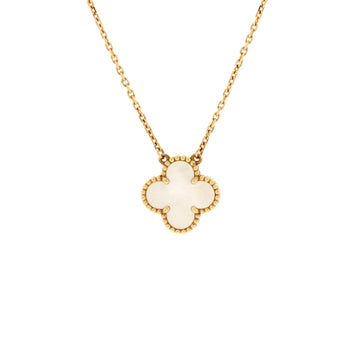 Van Cleef & Arpels Vintage Alhambra Pendant Necklace 18K Yellow Gold and Mother of Pearl