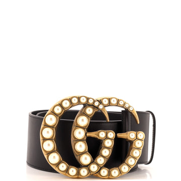 Gucci Pearly GG Marmont Belt Leather Extra Wide