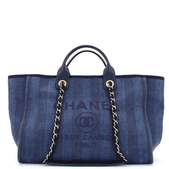 Chanel Deauville Tote Striped Mixed Fibers Medium
